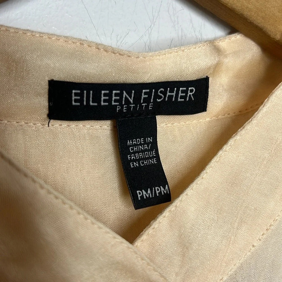 EILEEN FISHER Petite Silk Blend Button Up Rounded Collar Blouse - Picture 10 of 12